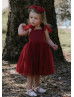 Crimson Cotton Sparkle Tulle Flower Girl Dress Christmas Dress Crimson Cotton Sparkle Tulle Flower Girl Dress Christmas Dress